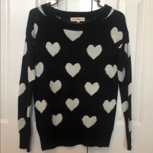 Black and White Heart Print Sweater
